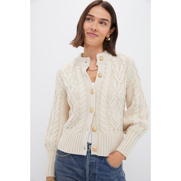 Tuckernuck Sweaters - Tuckernuck Sandstone Cotton Colette Cardigan Size Medium